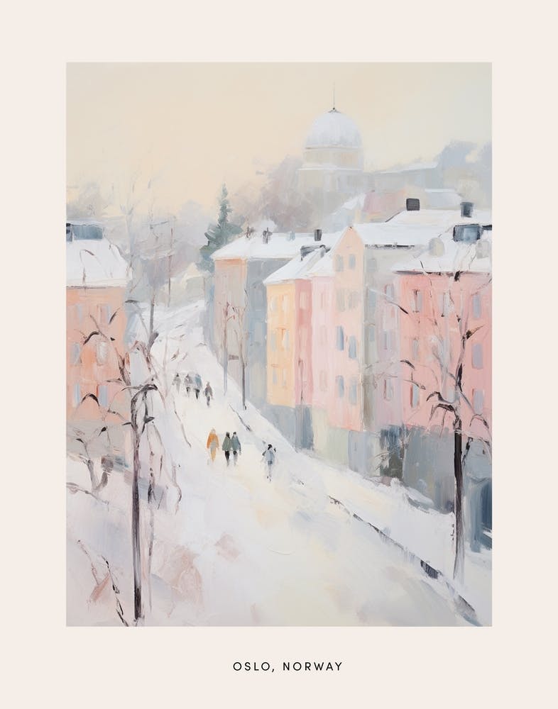 Dreamy Winter Painting Poster Oslo Norway 2