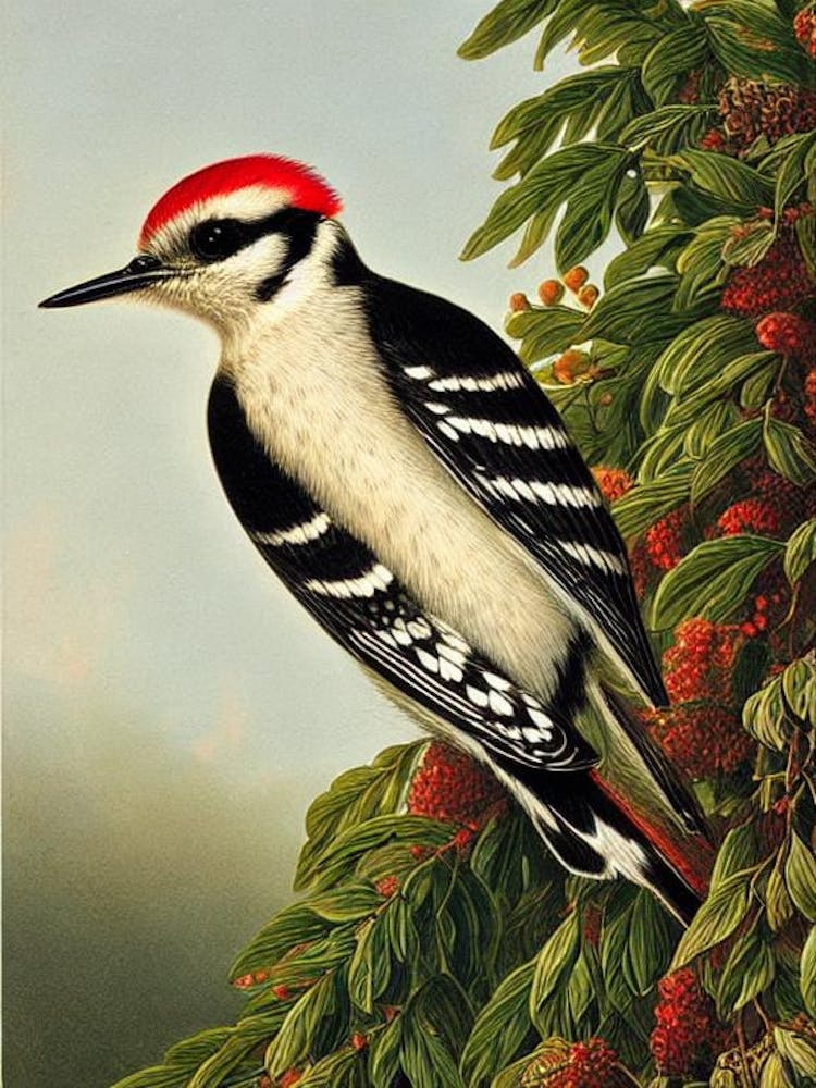 Woodpecker Haeckel Style Vintage Illustration Bird