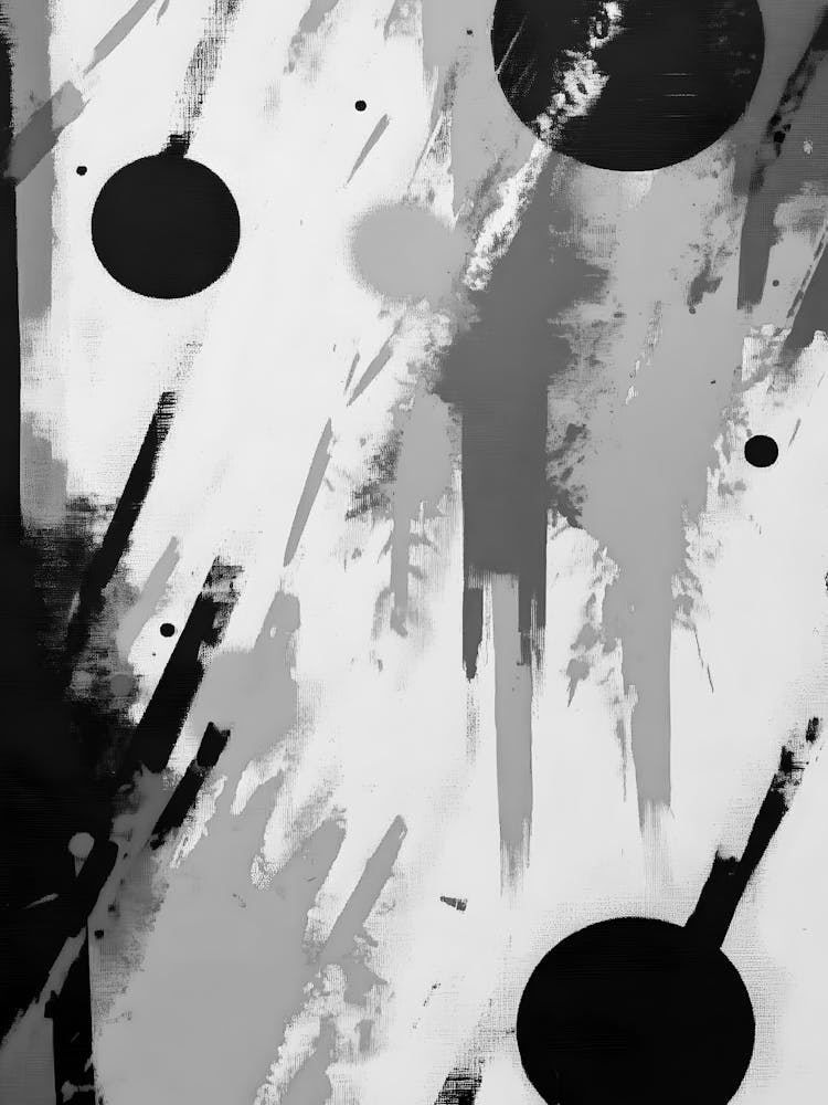 Schwarz-Weiß Abstraktes Gemälde 37
