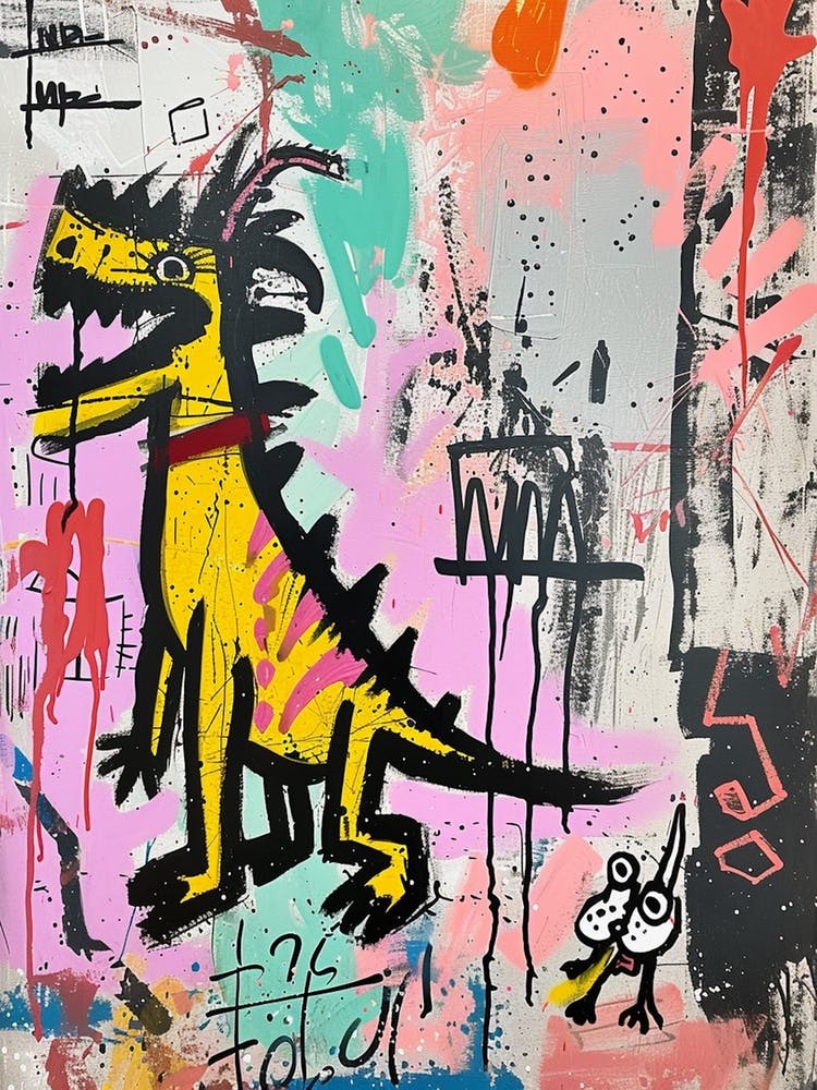 Dinosaur With Pet Blue Purple Pink 1
