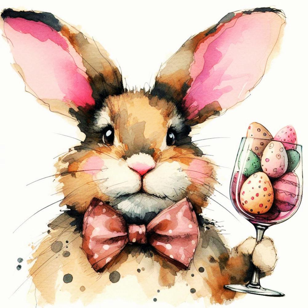 Osterhase mit Weinglas 3
