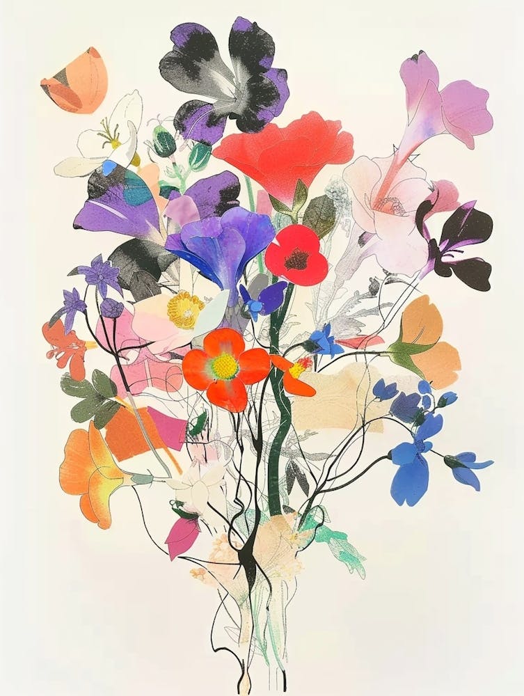 Canterbury Bells Collage Flower Bouquet
