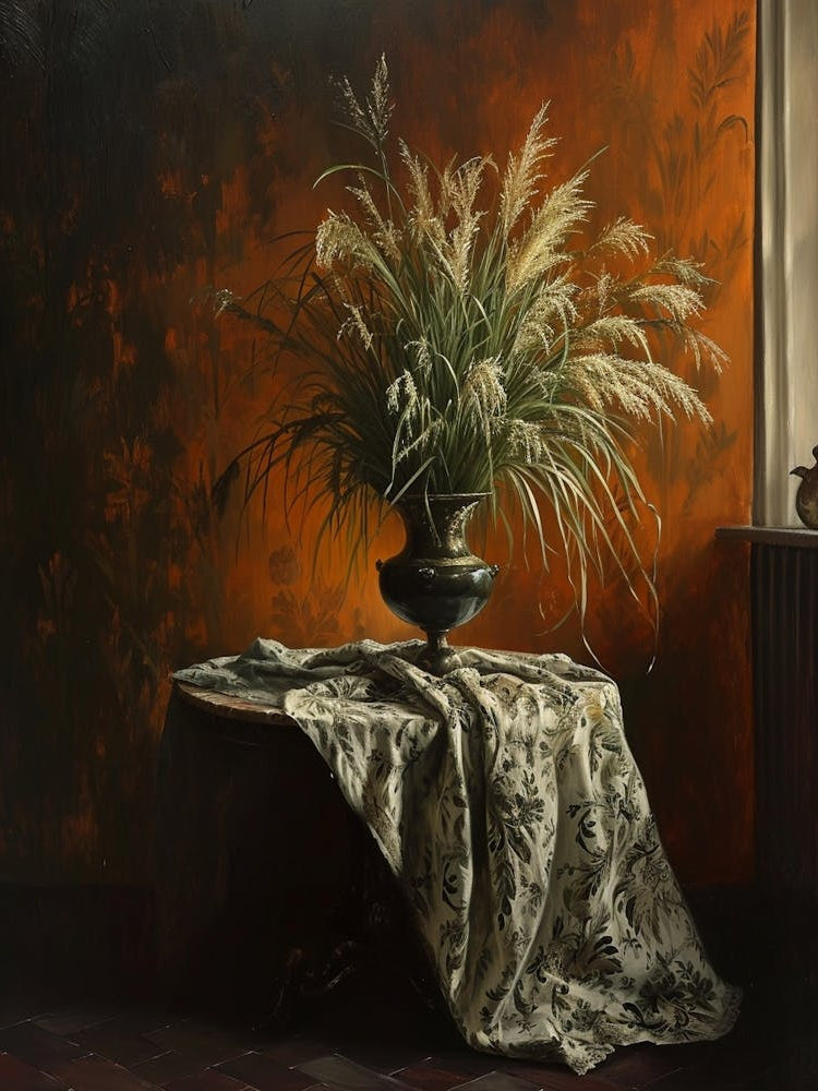 Baroque Floral Still Life Fountain Grass 4