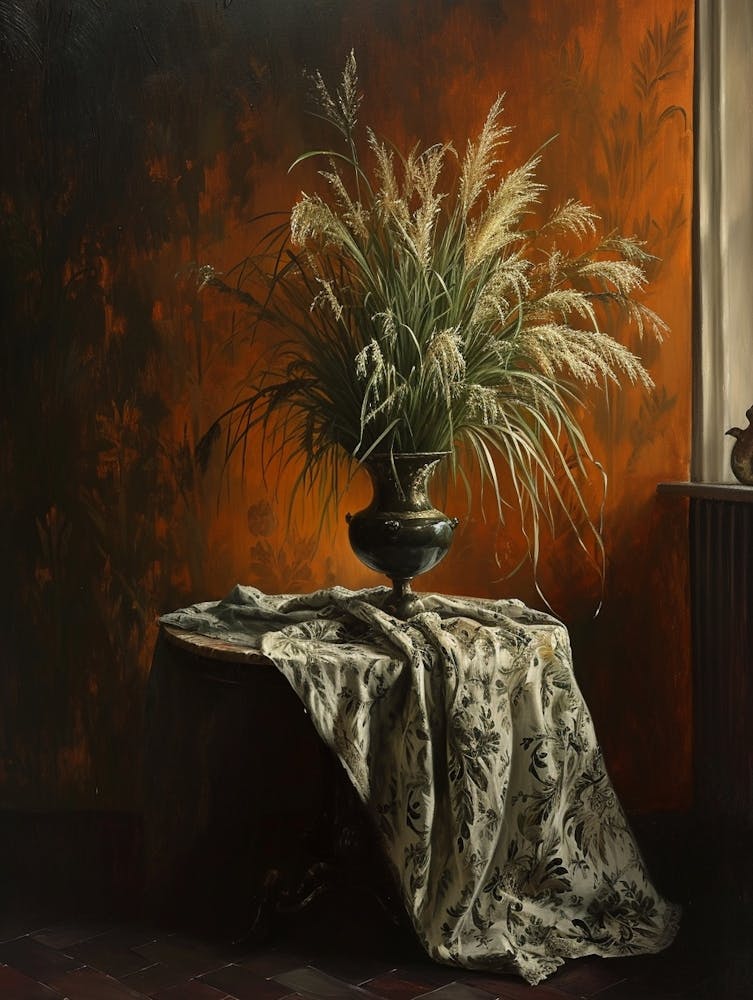 Baroque Floral Still Life Fountain Grass 4