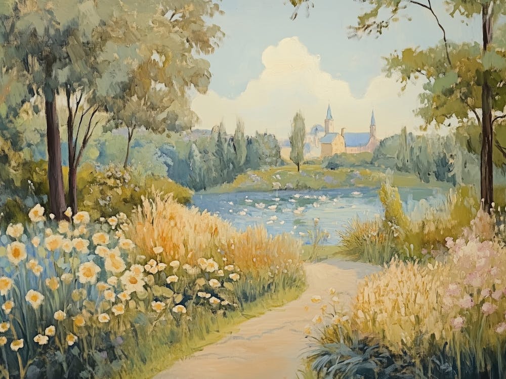 Sentier au Bord du Lac avec Le Château