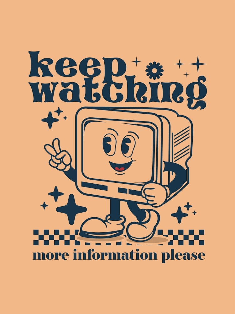 Retro Wall Art Vintage Decor Retro Cartoon Art Vintage Wall Art TV Keep Watching Information Trendy Retro Poster