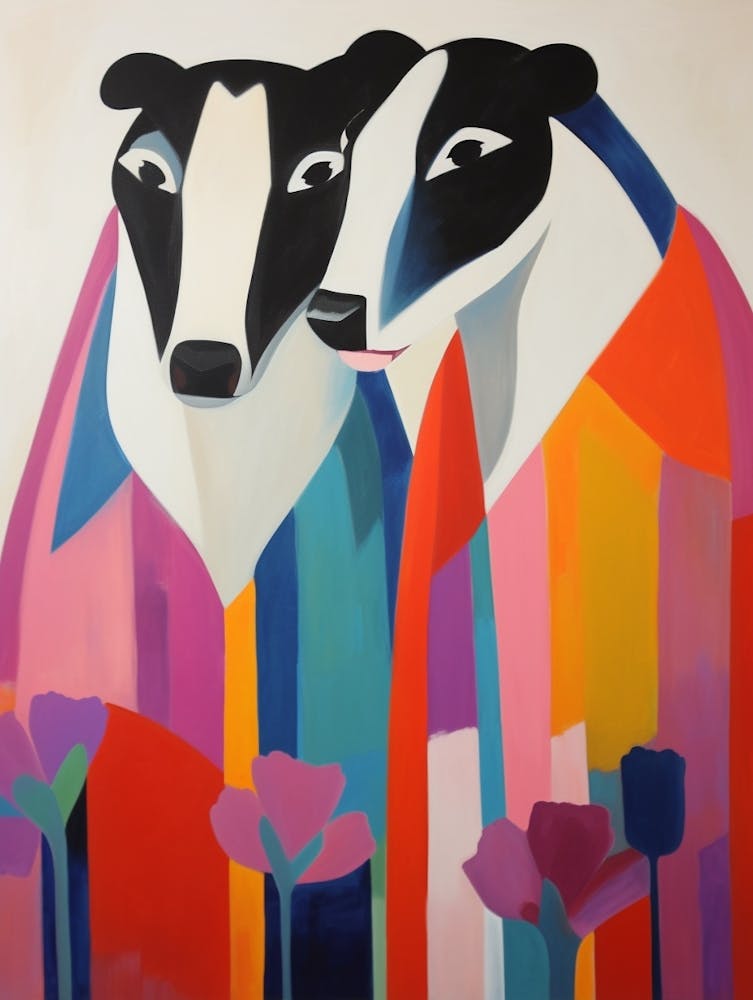 Farbenfrohe Kinder Tierkunst Dachs 2