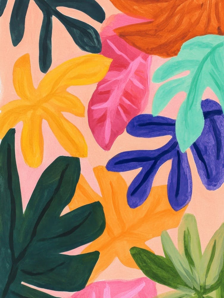 Tropical Leaves Gouache Painting