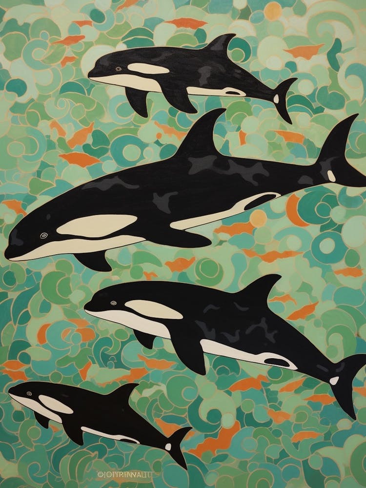 Matisse Style Orca Whales 2