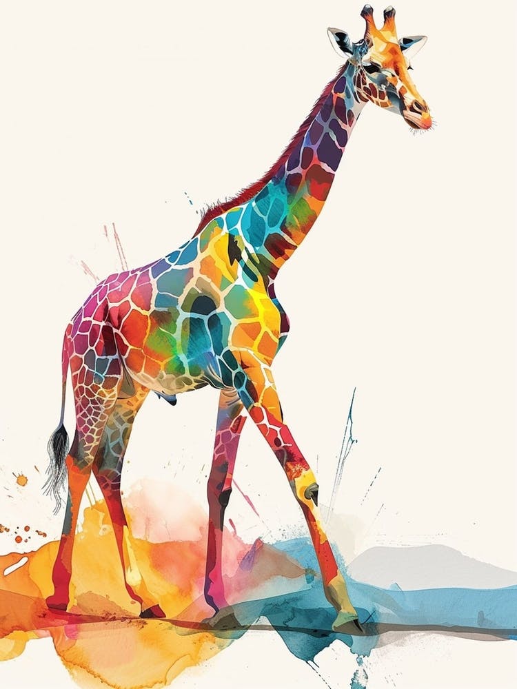 Giraffe Walking Watercolour 2