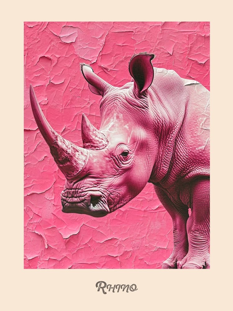 Pink Rhino Vintage Poster 1