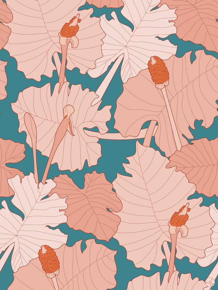 Pink Tropical Leaves