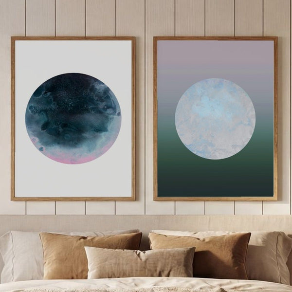 Set of 2 Aqua Lunar