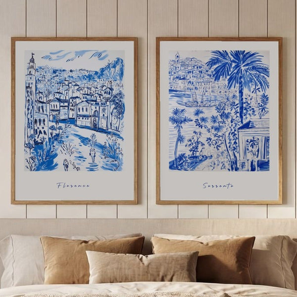 Set of 2 Azure Sketches