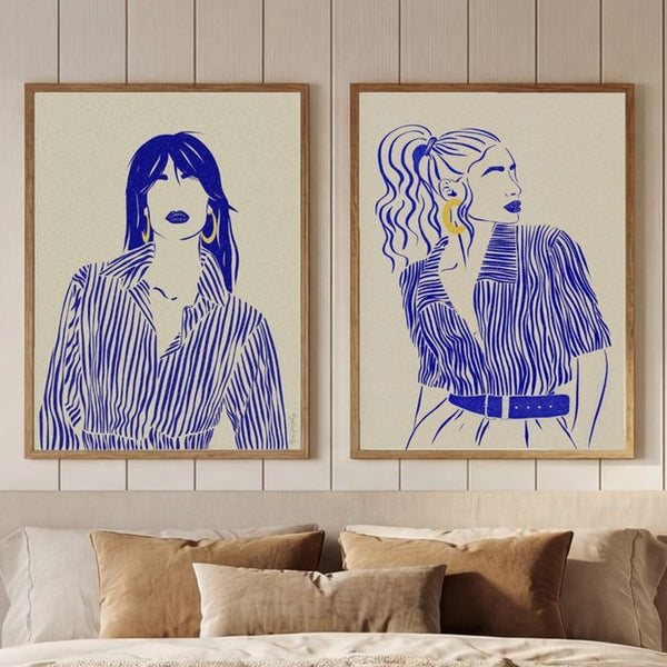 Set of 2 Blue Modern Grace