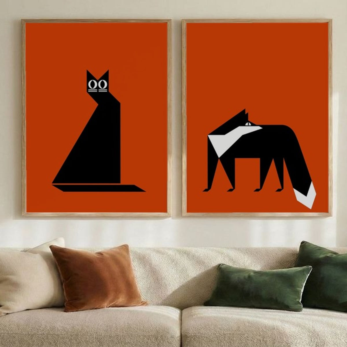 Set of 2 Bold Geometric Animals