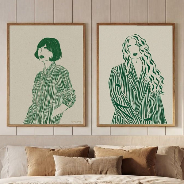 Set of 2 Emerald Fashion Lines