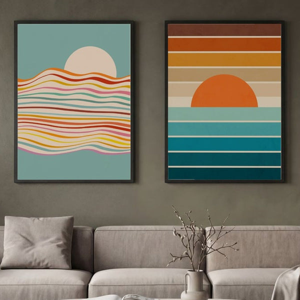 Set of 2 Geometric Sunset Burst