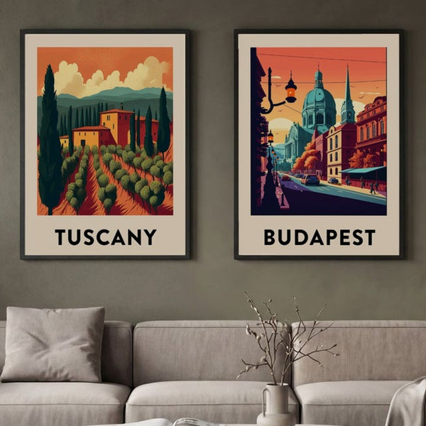 Set of 2 Golden European Views