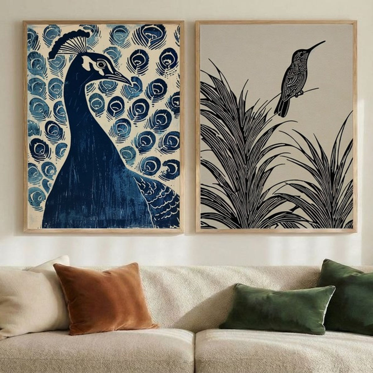 Set of 2 Linocut Contrast