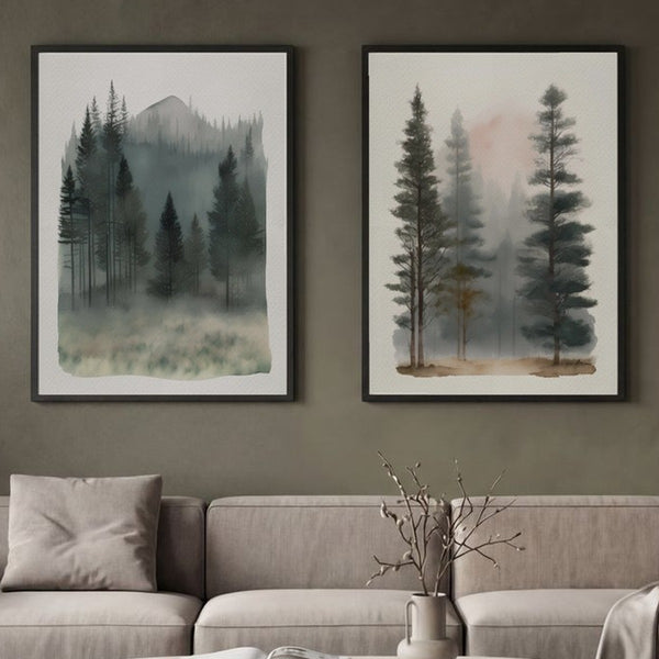 Set of 2 Misty Forest Serenity