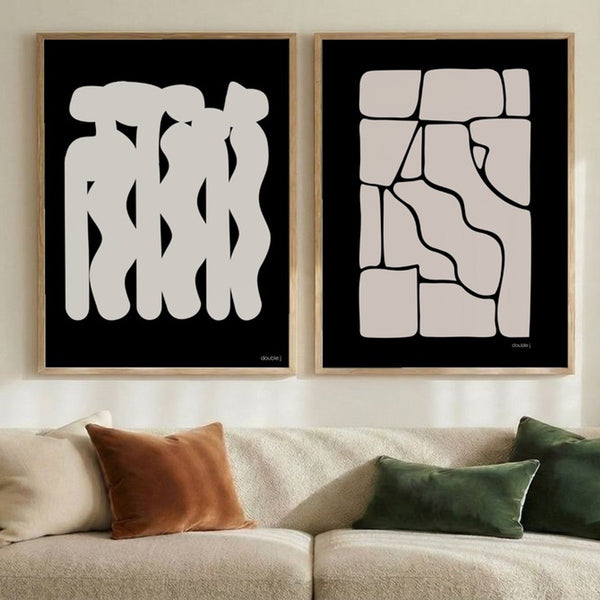 Set of 2 Monochrome Flow