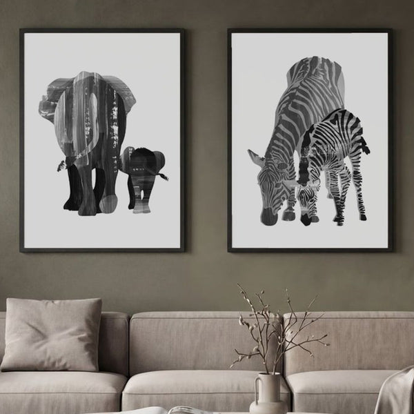 Set of 2 Monochrome Safari