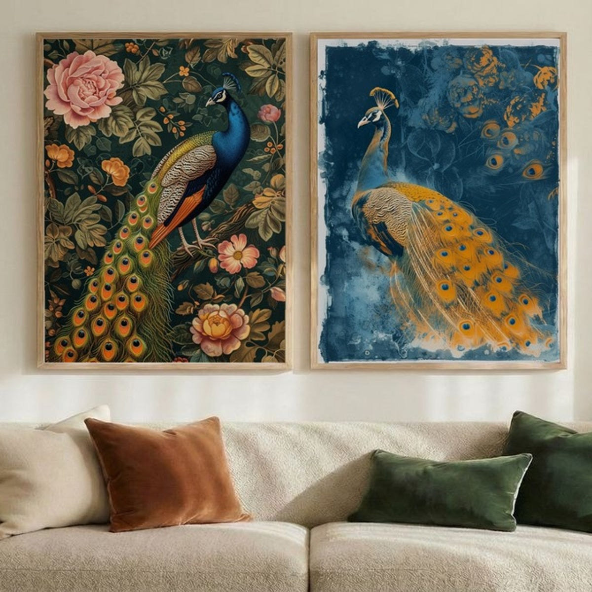 Set of 2 Mystical Peacocks