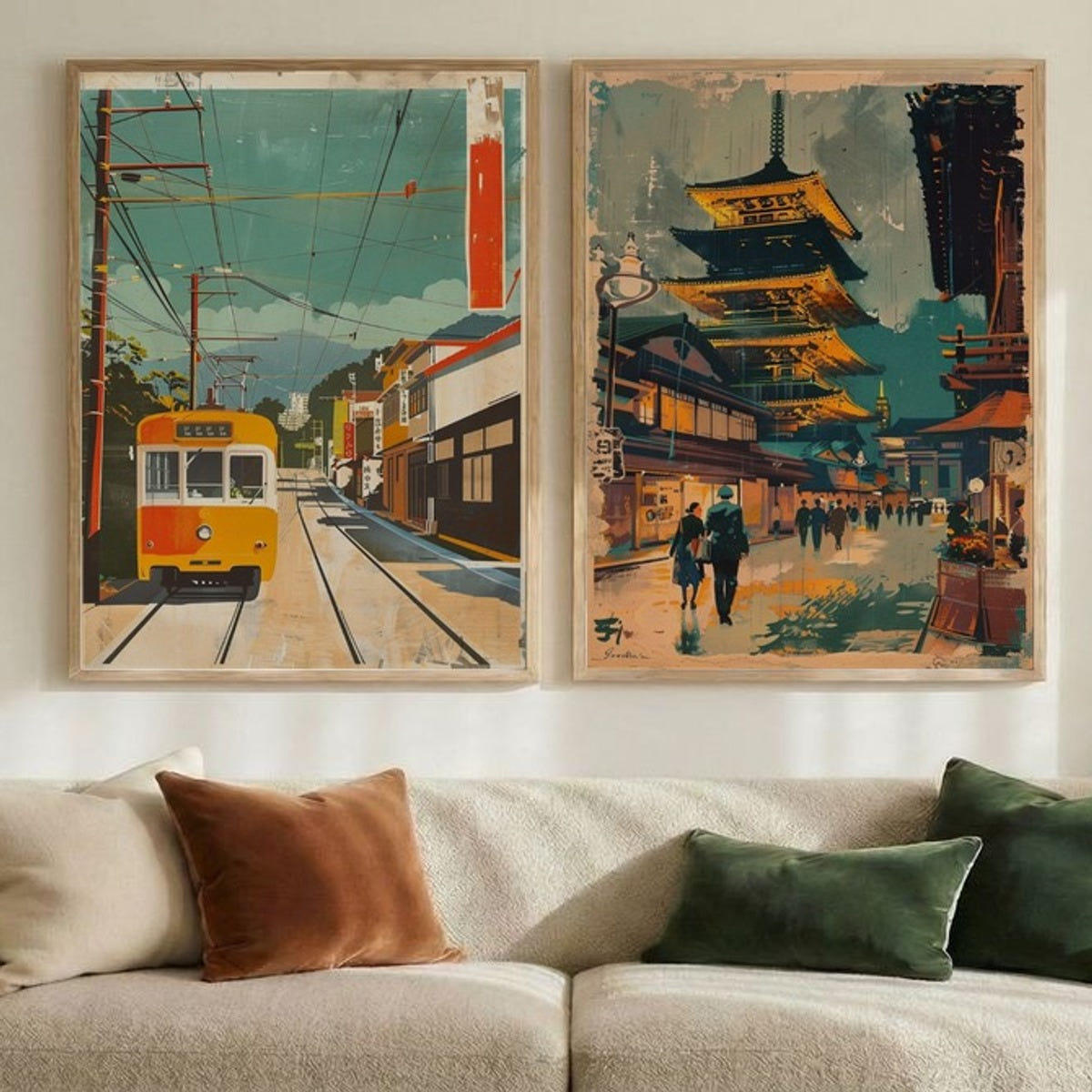Set of 2 Retro Cityscapes