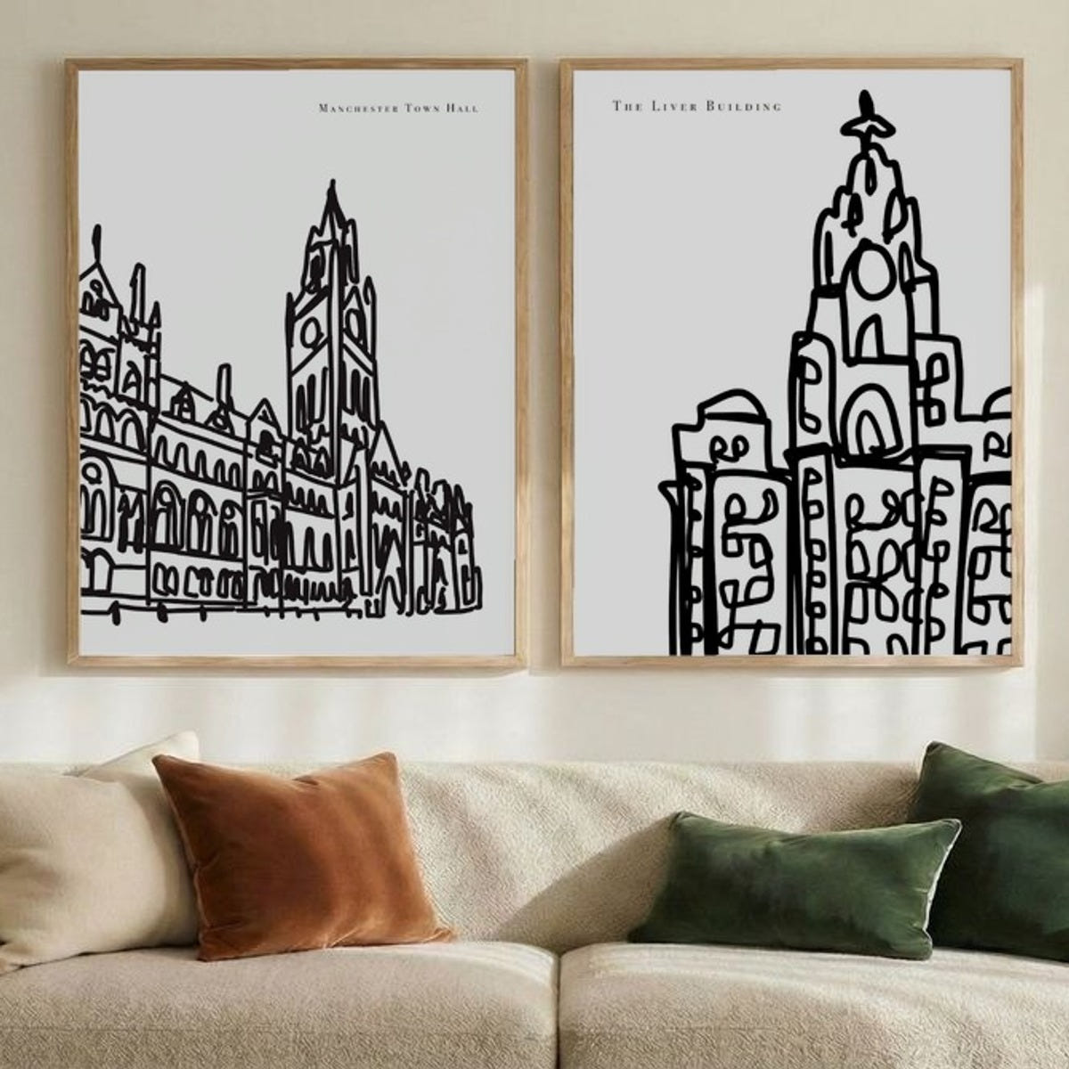 Set of 2 Urban Sketch Elegance