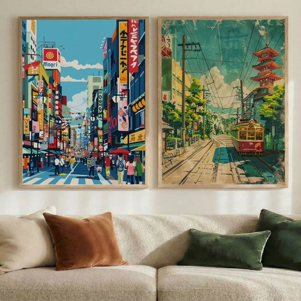 Set of 2 Vibrant Cityscapes