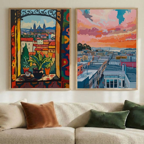 Set of 2 Vivid Cityscapes