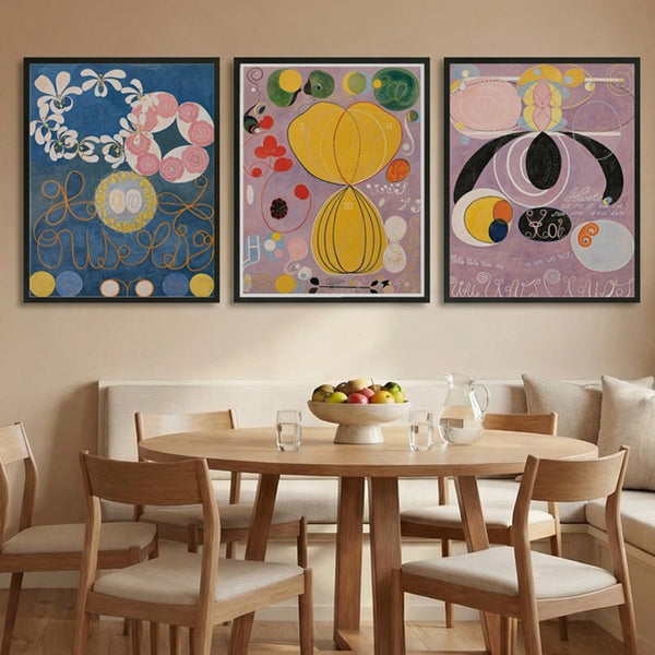 Set of 3 Hilma Af Klint Abstract Pastel Colours Classic