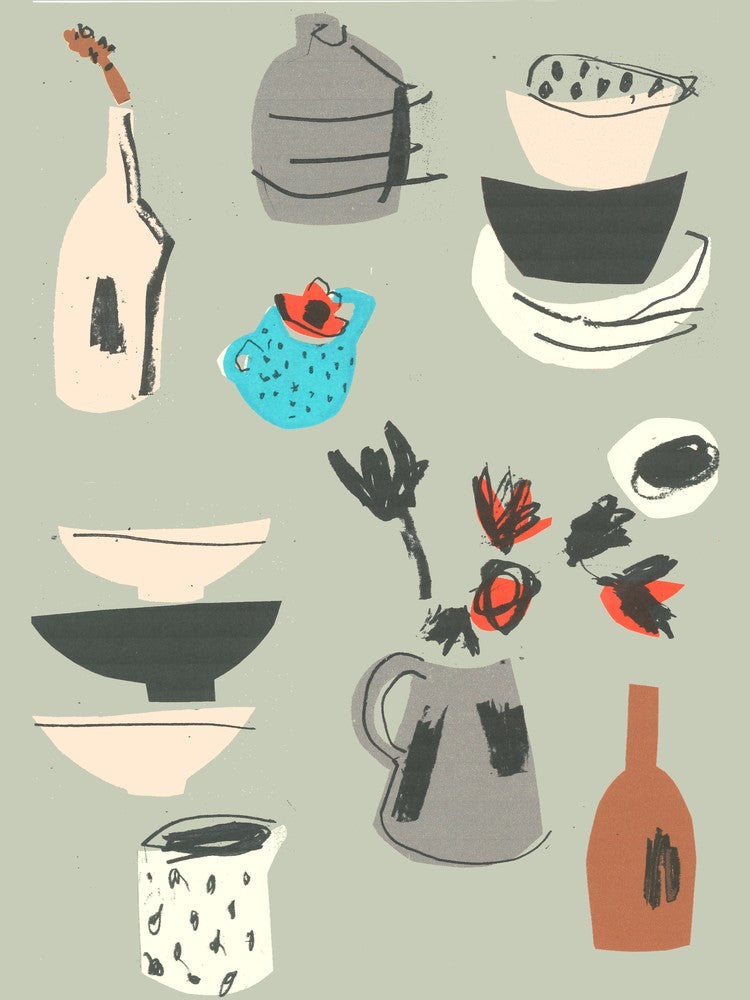 Spotty Jug And Red Anemone
