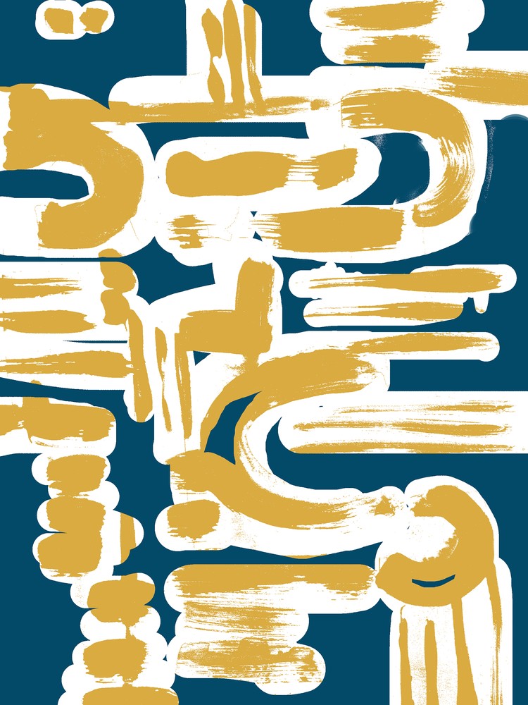 Teal And Ochre Brushstrokes