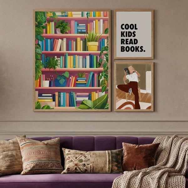 Teen Book Lover Art Style Asymmetric Gallery Wall