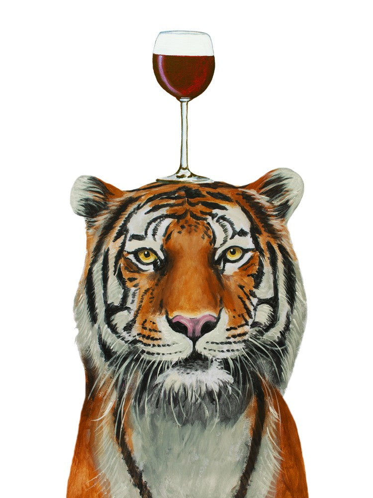 Tiger mit Weinglas