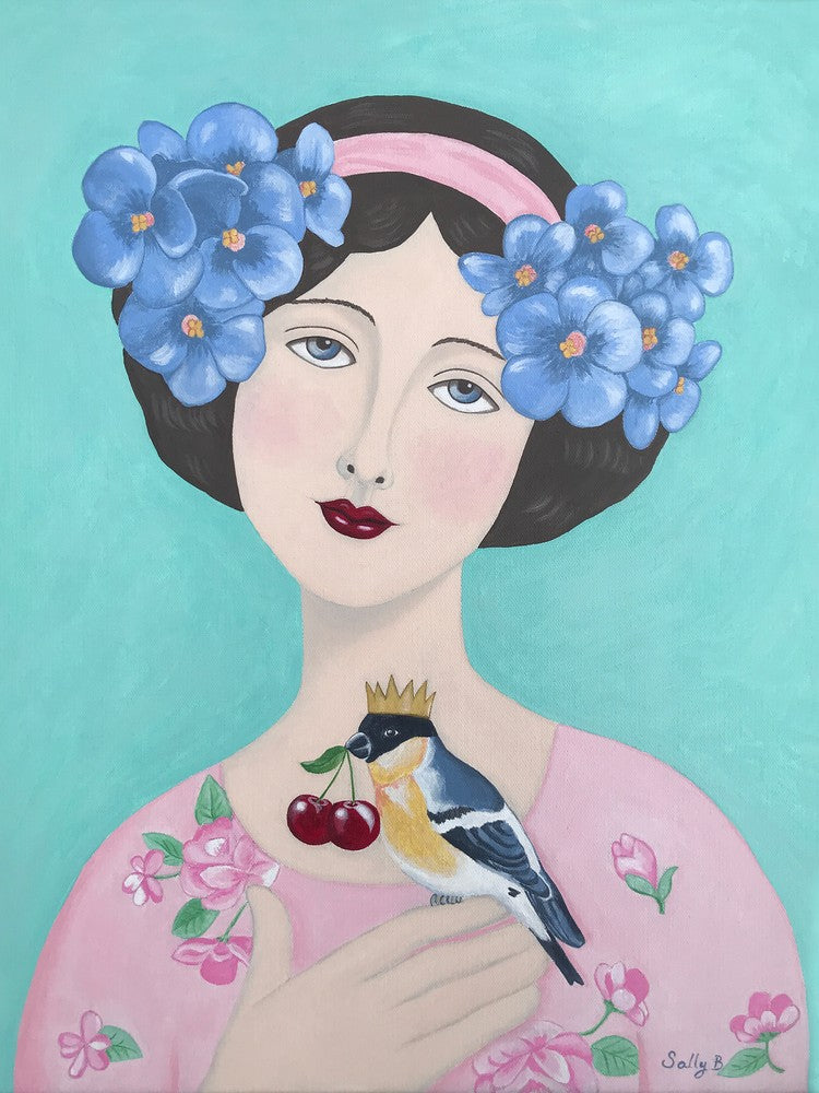 Woman With Bird And Cherry